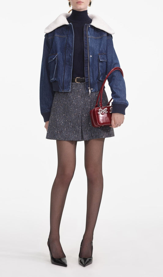 Denim Knit Collar Jacket